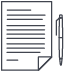 Outline icon of a document with a pen, representing legal paperwork or filing.