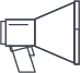 Outline icon of a megaphone, representing communication or public announcement.